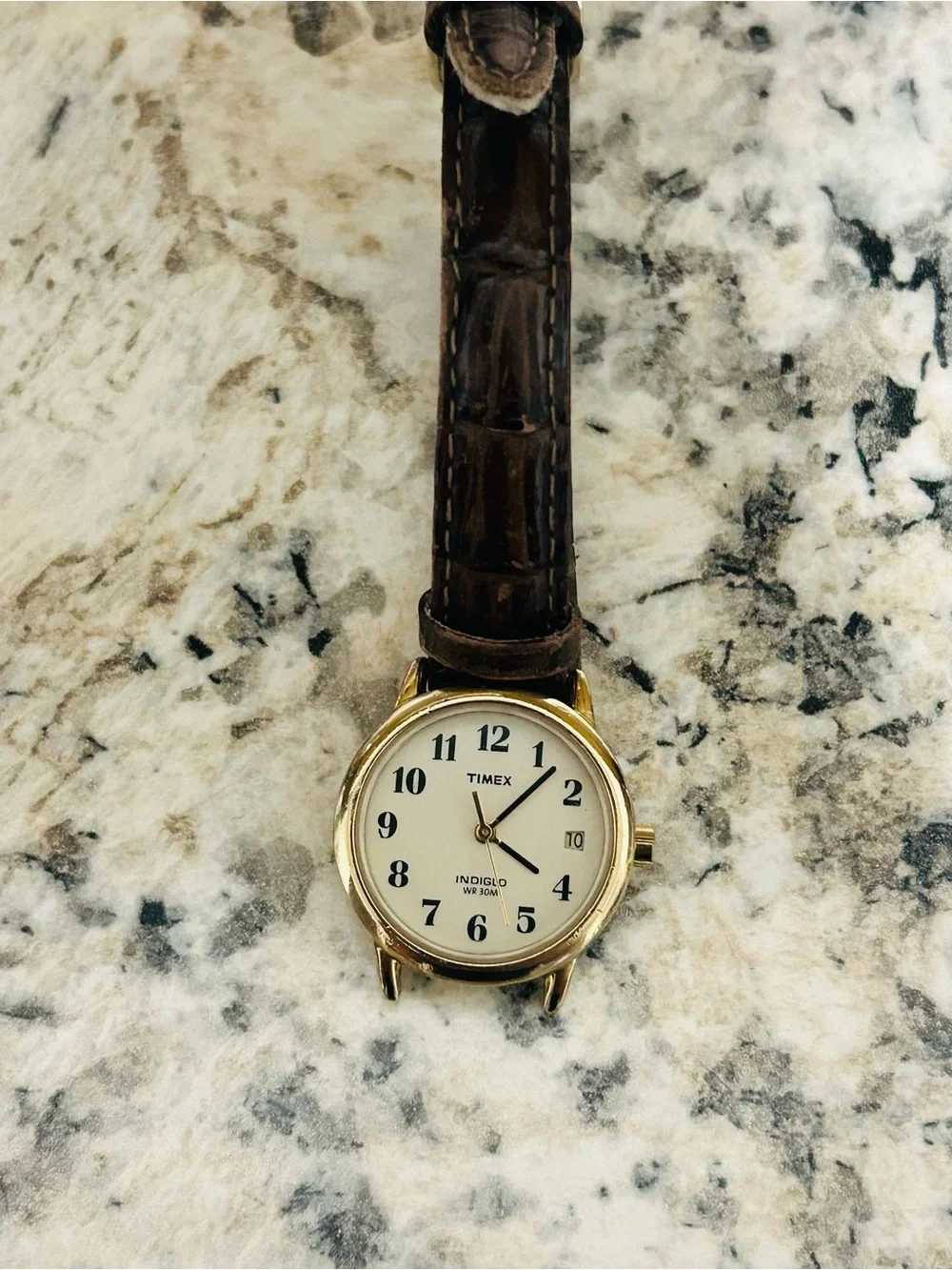 Vintage Timex Easy Reader Indiglo Gold Tone Date Watch Untested